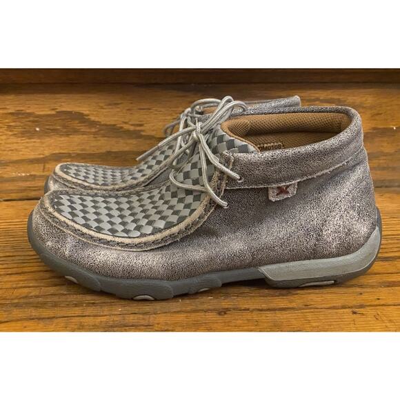 Twisted X Men's 6.5 Casual Gray Leather Basket Weave Driving Mocs MDM0073 - Picture 3 of 8